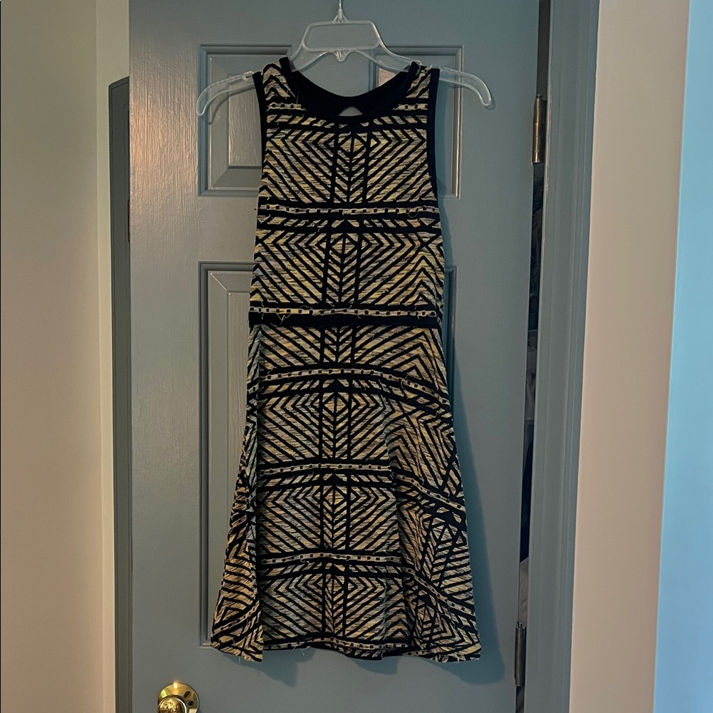 Chelsea & Violet Black and Green A-Line Mini Dress